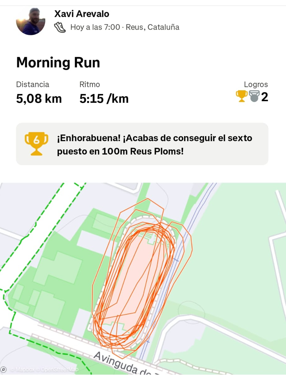 Récord personal 100 metros